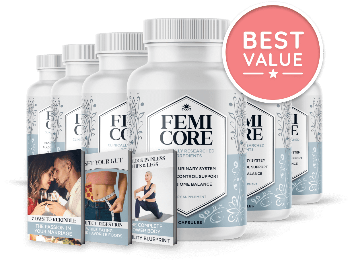 FemiCore 6 bottle — 180-day supply with free bonuses